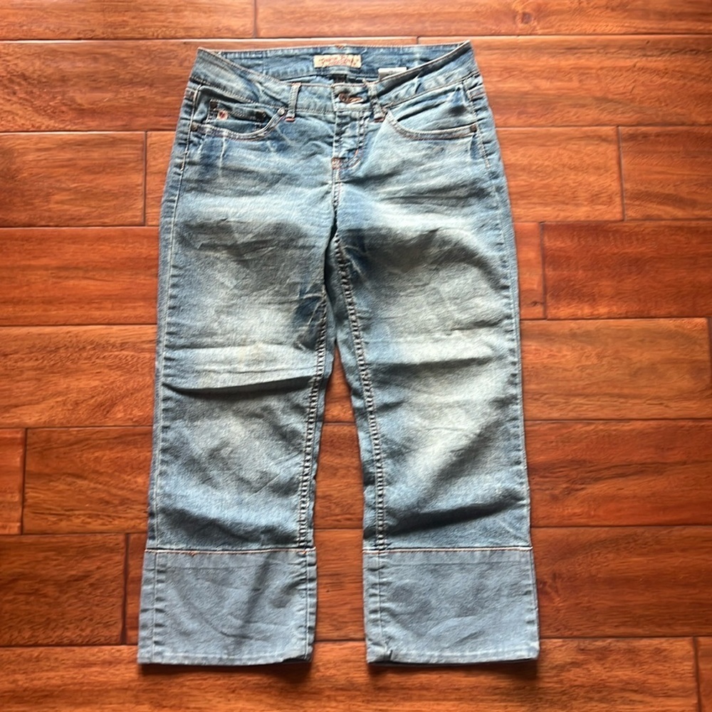 Vintage Paris Blues Distressed Skinny Crop Jeans Size 1 Juniors